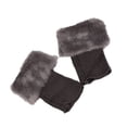 thumbnail image 3 of Jumpingount Calentadores de piernas Tejido de ganchillo Faux Fur Trim Flip Calcetines para invierno Cubierta de bota corta Fácil de combinar Medias gary profundo, 3 of 6
