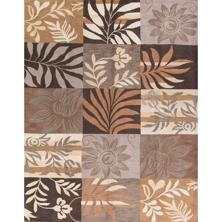 Nature Print Floral Oriental Hand-Tufted 10x13 Wool Large Area Rug