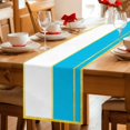 thumbnail image 5 of Modern Blue Gold Table Runner - 48 Inch Long Minimalist Geometric Yellow Striped Cotton and Linen Blended Dress Scarves Farmhouse Table Runner for Kitchen Dining, Coffee Table, 13" x 48", 5 of 8