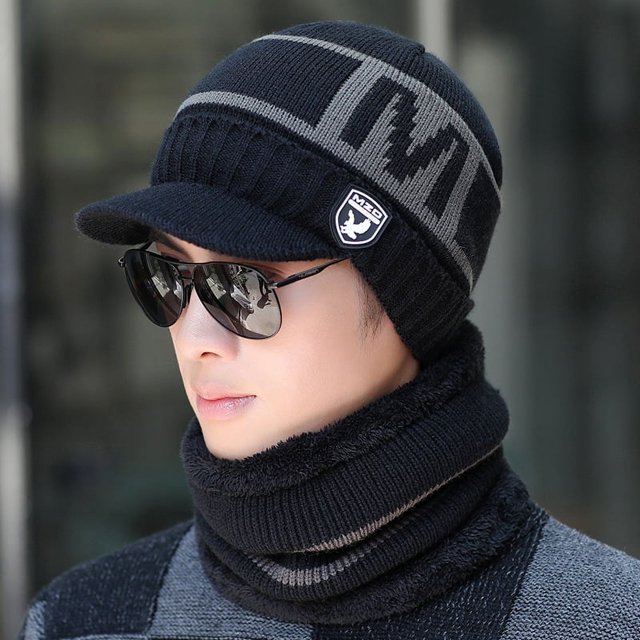Gorro de invierno para hombre, cálido gorro de lana para jóvenes, gorro de algodón para hombres de mediana edad y mayores, gorro de punto para hombre de moda de invierno