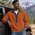 thumbnail image 6 of Polo Shirts for Men Waffle Knit Button Up Denim Collar Collared Top Fall Long Sleeve Patchwork Shirts XL, 6 of 6