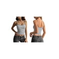 thumbnail image 3 of Women Y2K Stripe Print Camisole Spaghetti Strap Scoop Neck Tank Tops Aesthetic Sleeveless Crop Top Light Gray S, 3 of 7