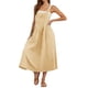 thumbnail image 4 of Trajes Cómodos para las Mujeres Lino de Ajuste Suelto Vestido de Playa con Correa de Espagueti de Línea a con Bolsillos para las Vacaciones, 4 of 8