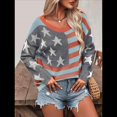 thumbnail image 4 of Suéter con Bandera Estadounidense para Mujer, Sudadera de Punto, Larga, Holgado, Estilo Invierno Otoño 1, Talla S, 4 of 8