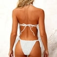 thumbnail image 7 of LEKWK Textured Bikini Sets for Women 2 Piece Halter Neck Swimsuit Shell Detail Split Front Top Tie Side Cheeky Bottom Boho Vacation Beach Outfits, 7 of 7