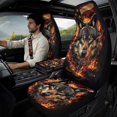thumbnail image 2 of Xixirimido Car Seat Covers Front Seats Leather Universal Fit for Cars, Vans, Trucks, SUV, Set of 5 Car Seat Protector with Seatbelt Covers & Center Console Cover, Wolf Fire American Flag, 2 of 8