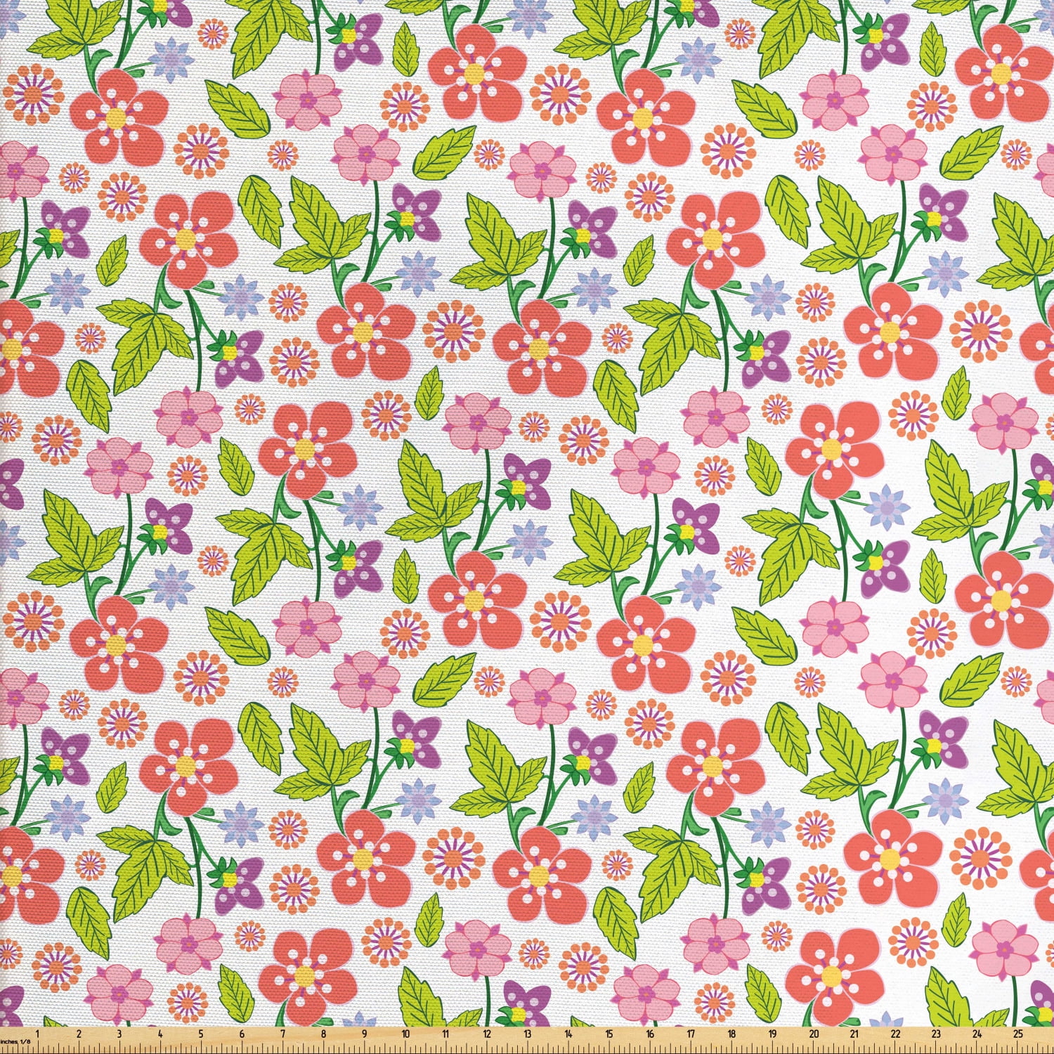Floral Fabric by The Yard, Coming of the Spring Themed Vibrant Colorful ...