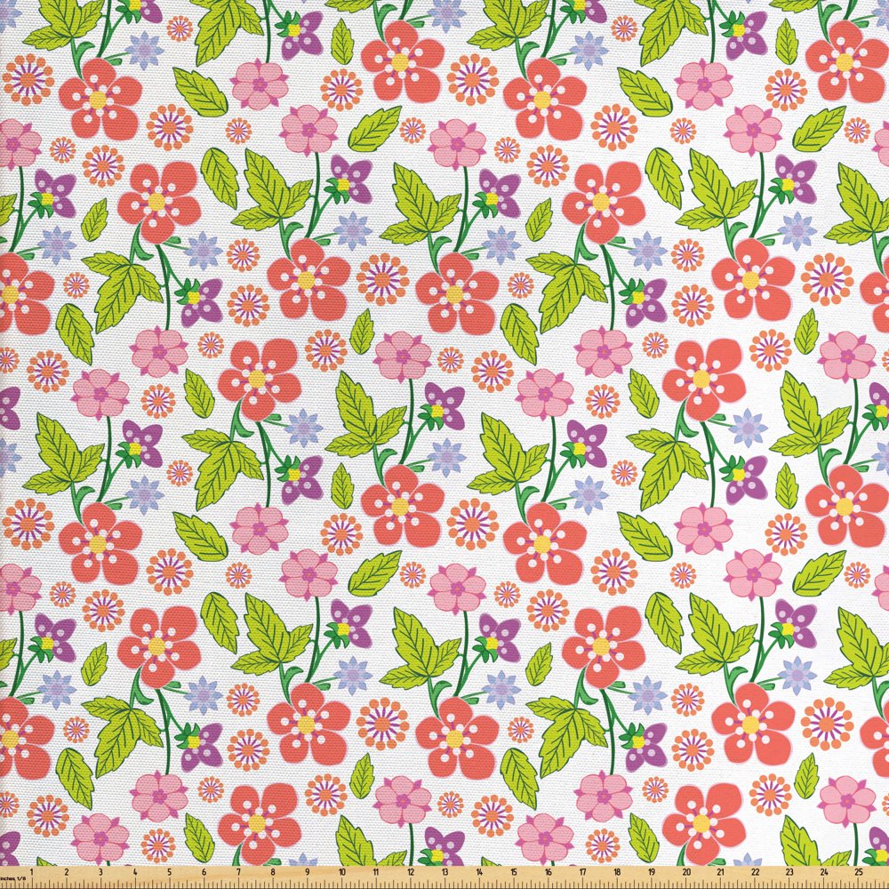 Floral Upholstery Fabric by the Yard, Coming of the Spring Themed