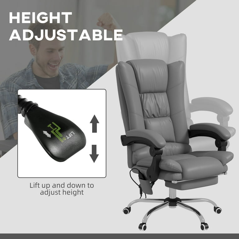 Vinsetto Full Back Desk Vibration Massage Office Chair with Heat and  Footrest, Gray