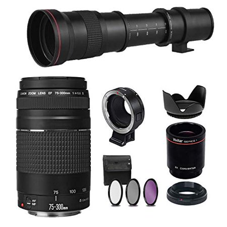 Canon EF 75-300mm III and Commander 420-800mm Zoom Lens Bundle with EF-EOS M