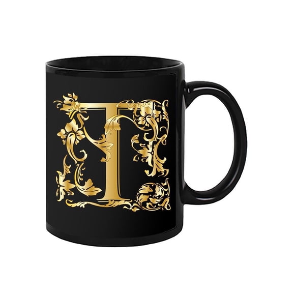 Fancy Golden Letter T Design Mug Unisex's -Image by Shutterstock
