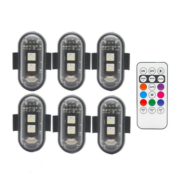 Kenally Luces estroboscópicas LED inalámbricas ABS de 6 piezas con control remoto para luces LED inalámbricas para automóviles y bicicletas Automoción decorativa y accesorios