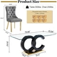 thumbnail image 5 of 7-Piece 70" Glass Dining Table Set, Tempered Glass Top with OC Shape Frame & Stainless Steel Base, 6 Velvet Chairs with Stainless Steel Legs, 5 of 7