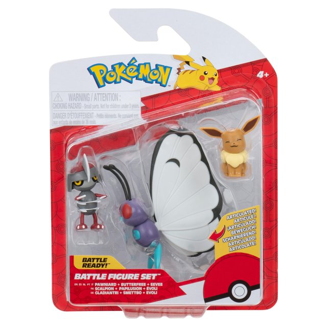 Set de figuras de batalla Pokémon PKW3737 Eevee, Gladiantri y Smettbo