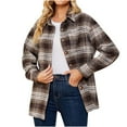 thumbnail image 2 of purple plaid shirt women Women's Oversized Plaid Shacket Jackets Lightweight Button Down Flannel Shirts Casual Long Sleeve Checked Blouse Tops plaid shacket womens plus, 2 of 5