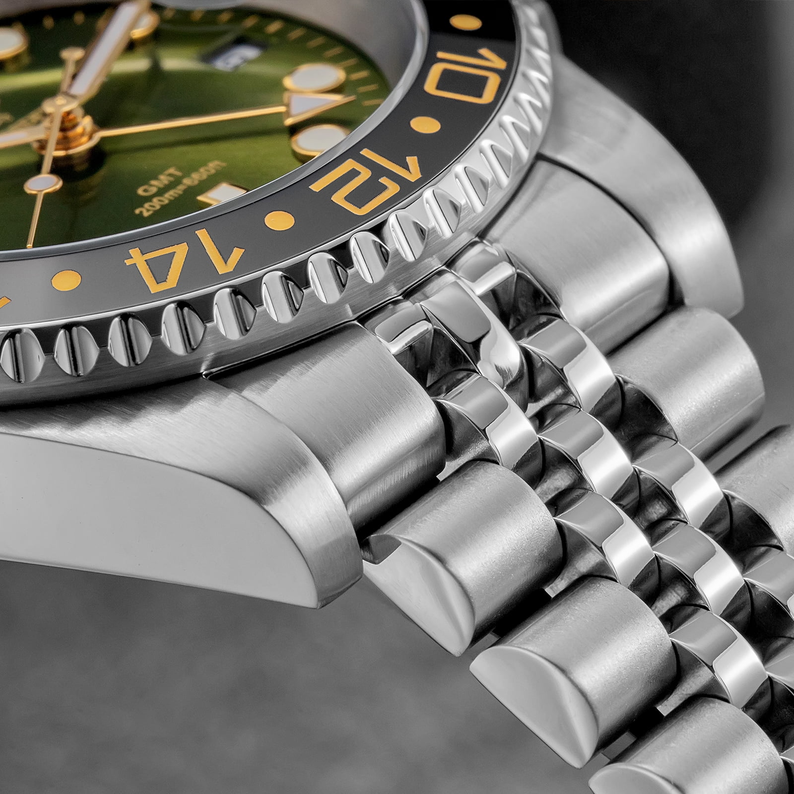 ADDIESDIVE GMT Watches for Men with Swiss Movement, 200M Waterproof Dive Watch, Luminous Ceramic Bezel Dual Time Zone for Travel & Busines