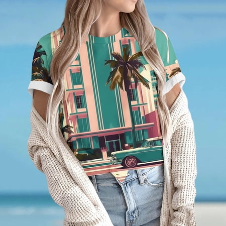 LiMoi Short Sleeve Shirts for Women Womens Tops Summer 2025 Spring Floral Tops for Women 2025 Plus Size T Shirts Items Ordered by Me