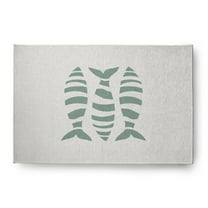 Simply Daisy 4' x 6' Puzzle Fish Nautical Chenille Rug, Sage