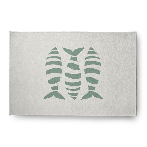 Simply Daisy 4' x 6' Puzzle Fish Nautical Chenille Rug, Sage