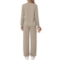 thumbnail image 4 of Fantaslook Plus Size Two Piece Lounge Sets for Women Henley V Neck Vacation Travel Outfit Casual Wide Leg Pants Matching Sets Women Clothing, 4 of 7