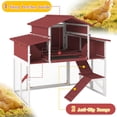 thumbnail image 4 of PETSCOSSET Outdoor Large Chicken Coop with Run, Expandable Hen House with 4 Nesting Boxes, Removable Tray and Ramp, Red, 4 of 9