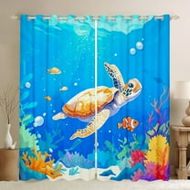 Erosebridal Cartoon Sea Turtle Curtains for Living Room,Ocean Animal 30%-50% Blackout Curtains Set of 2 (38x45),Curtains Pack of 2 (38x45),Marine Room Decorative