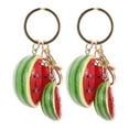 thumbnail image 2 of KAKOWELY 2 llaveros de sandía de resina, adorno para bolso, bonito llavero de fruta, delicado colgante de sandía, bonitos llaveros kawaii, llavero con colgante de sandía., 2 of 5