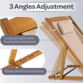 thumbnail image 3 of Lavish Home Adjustable Beach Lounge Chair for Patio – Folding Sling Recliner with Pillow & Wood Frame, Beige, 3 of 11