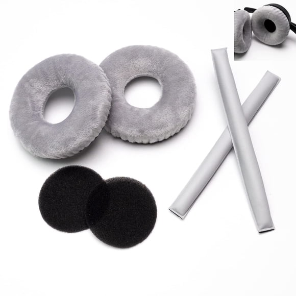 Juego de almohadillas y cojines para diadema en colores arcoíris Voarmaks compatibles con audífonos Sennheiser HD25, HD250BT, HD25-II, HD25S Il HMD25 (sets en terciopelo gris)