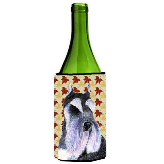 Schnauzer Fall Leaves Portrait Wine bottle sleeve Hugger