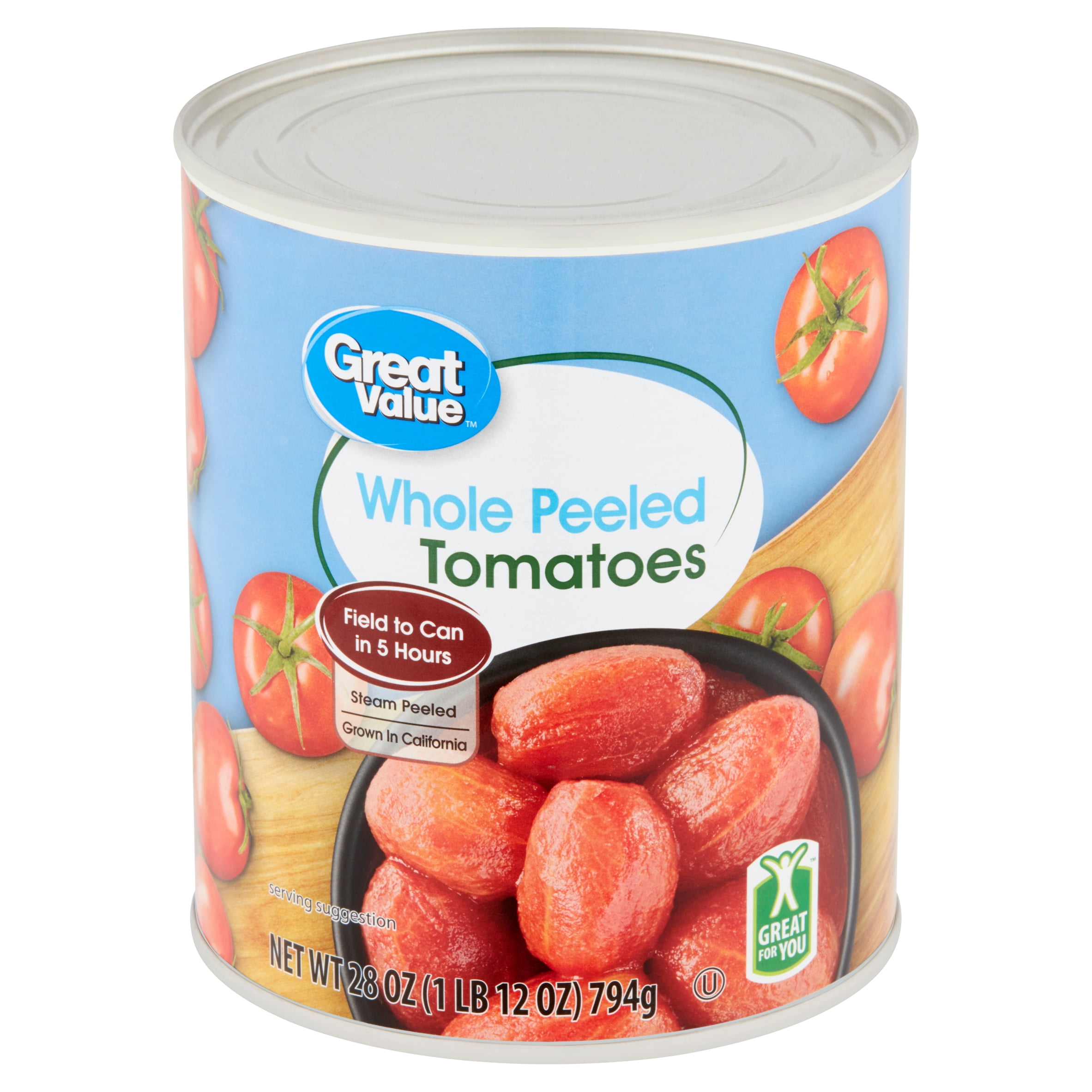 Great Value Whole Peeled Tomatoes, 28 oz