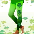 thumbnail image 2 of XIAONU Women's Shamrock Print Leggings Gradient Green Glitter Design Bottoms Stretchy St. Patrick's Day Style Pants Green, 2 of 5