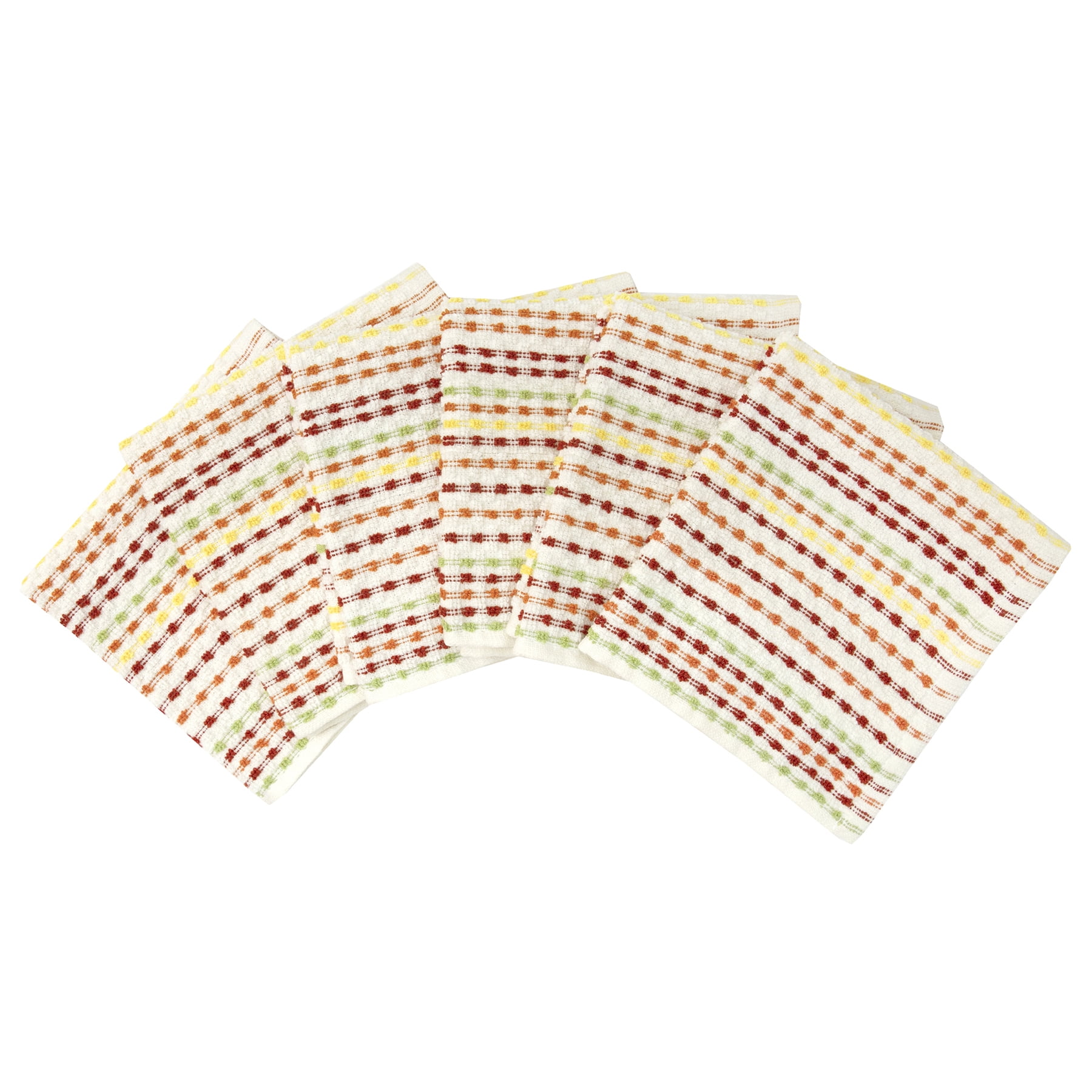 RITZ Pebble Cotton Terry Bar Mop Dish Cloth Set, 6-Pack, Fall, 12” x 12”