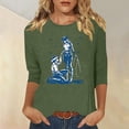 thumbnail image 2 of Jsaierl Women's 3/4 Sleeve Tops Summer Crew Neck Shirts Cute Graphic Petite Blouses Going Out Loose Fit Tunic Top S-2XL, 2 of 5