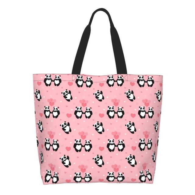 Easygdp Valentine'S Day Panda Bolsas Tote para Mujer, Bolsos de Hombro para Viaje, Bolsos de Mano de Gran Capacidad para Compras y Trabajo