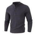 thumbnail image 4 of LEKWK Mens Henley Shirts Long Sleeve Cable Knit Texture Pullover Sweater Stand Collar Casual Shirts Warm Soft Autumn Winter Daily Fashion Soft Top, 4 of 7