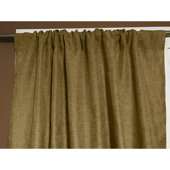 Faux Burlap Texture Polyester Solid Single Curtain Panel 58 Inch Wide Dark Gold