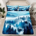 thumbnail image 2 of jejeloiu Wild Flying Animal Queen Sheet Sets,Rustic Woodland Pine Flat Sheet,Blue White Queen Fitted Sheet For Adult,Ultra Soft Home Decor,4 Pieces, 2 of 7