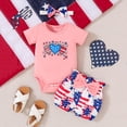 thumbnail image 2 of Fsqjgq Girls Clothes Size 5 Trendy Girls Clothes Outfits Toddler Boys Girls Independence Day Heart Pattern ​Printing Romper Bodysuit Shorts Headbands Outfits Baby Girl Outfit Set Kids Sets Size 6M, 2 of 7