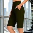 thumbnail image 6 of Women Denim Shorts Women's High Waist Yoga Shorts 5", Relaxed Fits Bermuda Shorts with Pockets, Soft Stretch Sports Daily Bottoms Green-a L, 6 of 9