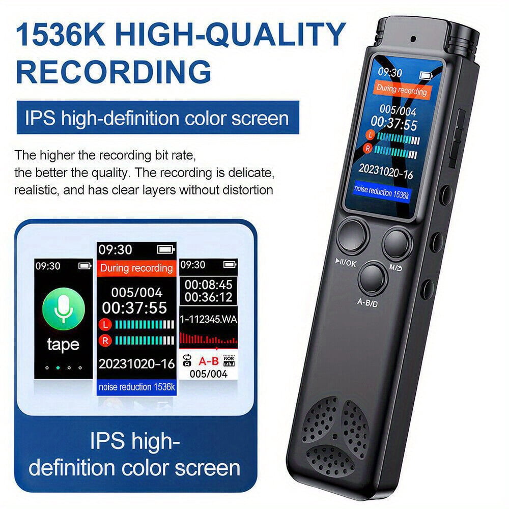 Professional High-Definition Noise Reduction One-Button Recording Voice-Controlled Voice Recorder, Digital Voice Recorder Tape Recorder USB Rechargeable, Audio MP3 Player