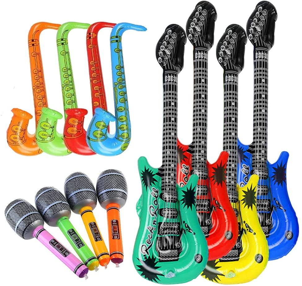 Inflatable Guitars Fancy Dress Party Prop Musical Disco Rock Band Instrument Kit 
