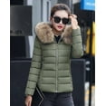 thumbnail image 1 of Abrigo de invierno corto de lana con cuello grande y relleno de algodón para mujer, chaqueta de plumón pequeña y ajustada, abrigo moderno, 1 of 6