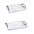 thumbnail image 3 of Fancyes 2 Pieces Rustic Serving Trays Serving Platters Decorative Ottoman Tray Vintage Stylish Farmhouse Decor for Food Tea Breakfast white, 3 of 8