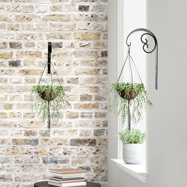 Greenadscape 1Jgo Soporte Para Macetas De Hierro Negro Colgante Para Jardín Y Con Decorativos