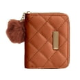 thumbnail image 2 of 2025 Quilted Wallet for Women - Slim Bifold Leather Card Organizer with Removable ID Window, Card Slots, Bill Compartment & Zippered Pocket, Gift for Mom, Wife, Graduation,A-Brown, 2 of 5