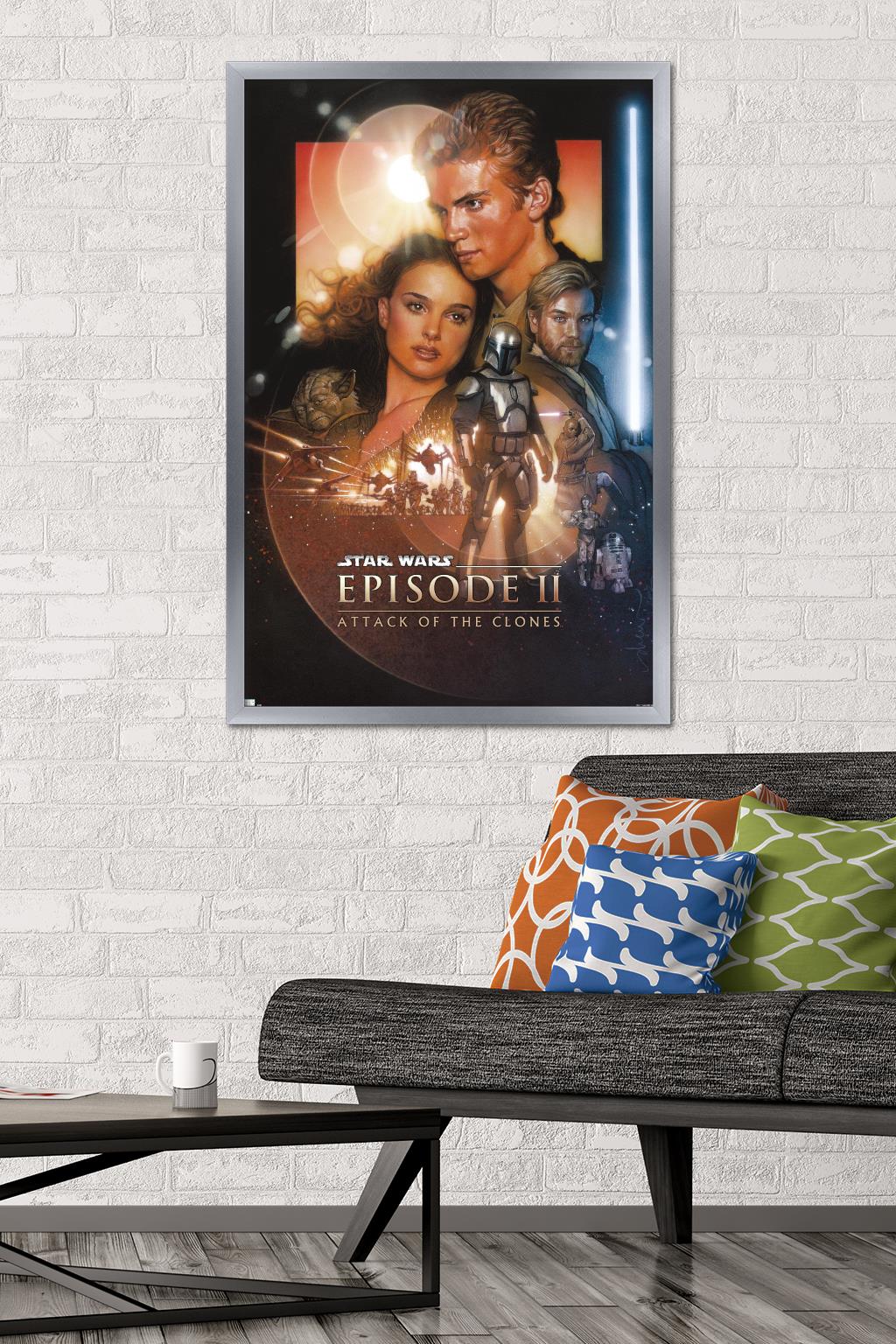 Star Wars: Attack of the Clones - One Sheet (No Billing Block) Wall Poster, 22.375" x 34" Framed