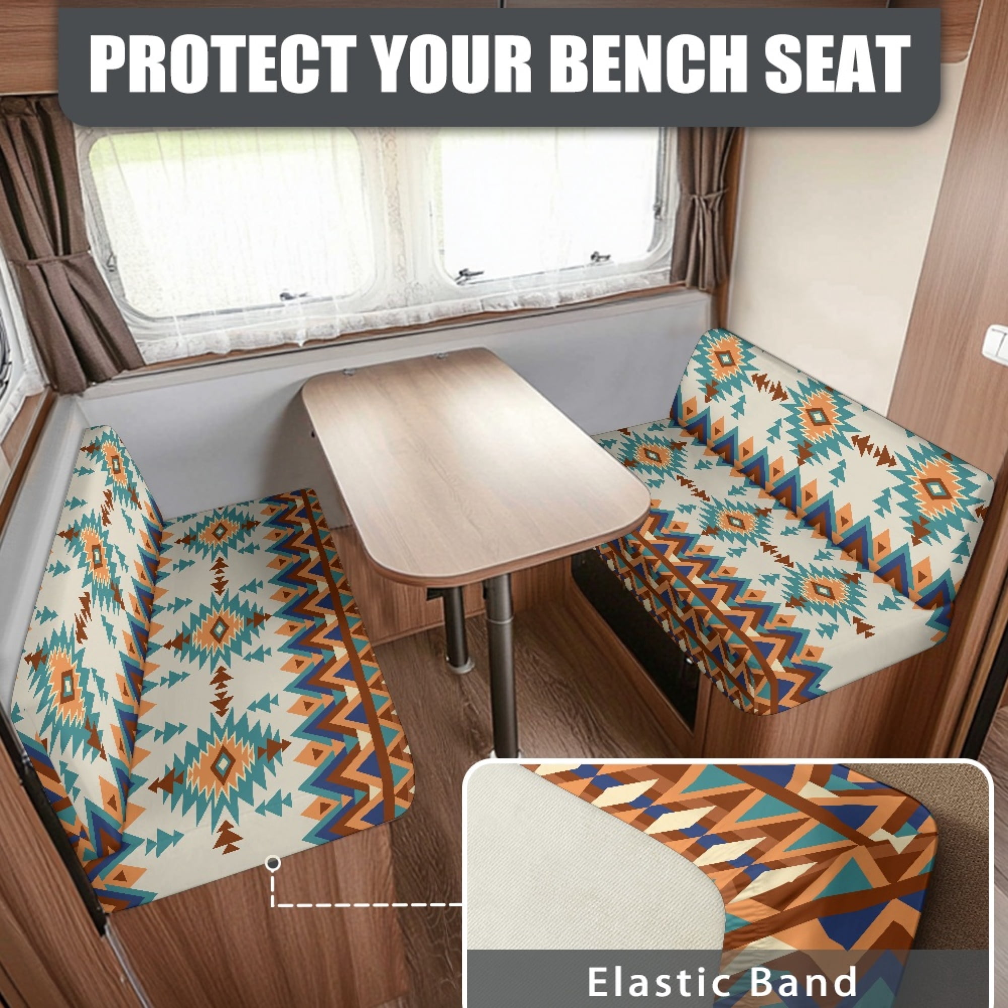 Yuyamidu Aztec African Tribal RV Dinette Cushion Covers Stretchy Loveseat Slipcovers for Travel Trailer Couch 2 Pack Soft RV Cushion Covers Camper Accessories