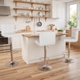 thumbnail image 2 of Homall Bar Stools Set of 2 Modern PU Leather Height Adjustable Hydraulic Kitchen Counter Square Island Swivel Barstool with Back, White, 2 of 8