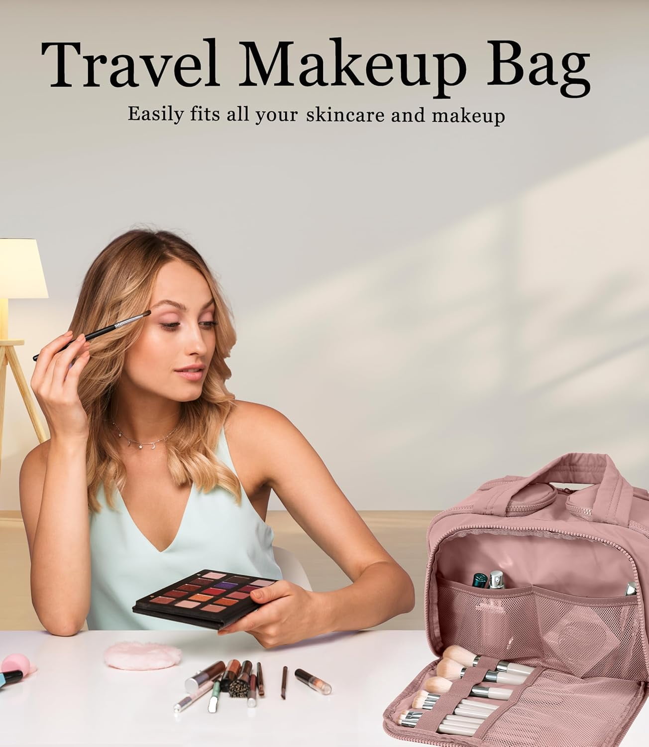 Cloud Carry Bag,Travel Toiletry Bag for Women, Large Puffy Cosmetic Bag with Wet-Dry Separation and Multiple Pockets for Organized Essentials